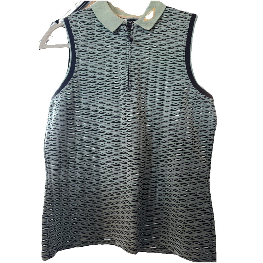 Jamie Sadock Womens Sleeveless Golf Top Size L 1/4 Zip Green - Picture 4 of 9